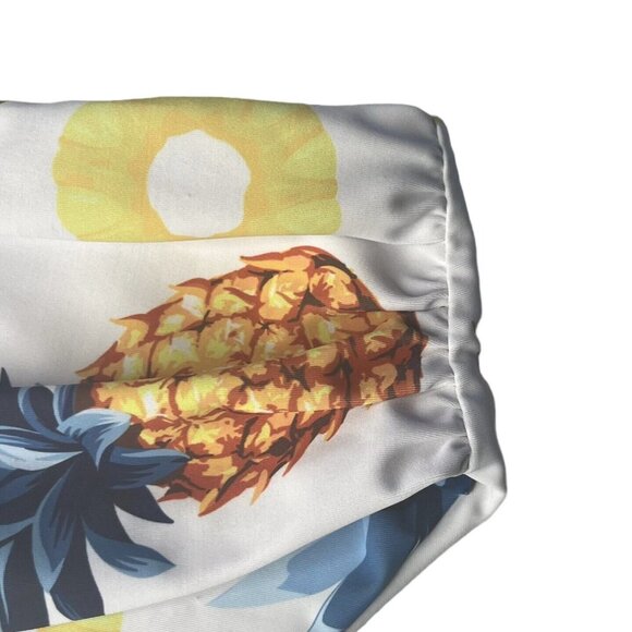 Pineapple Print Bikini Bottom High Waisted Womens XL White Summer Swim - Picture 3 of 6
